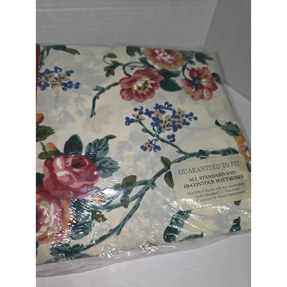 vintage Waverly Fieldcrest twin‎ fitted bed sheet NOS shabby chic floral
